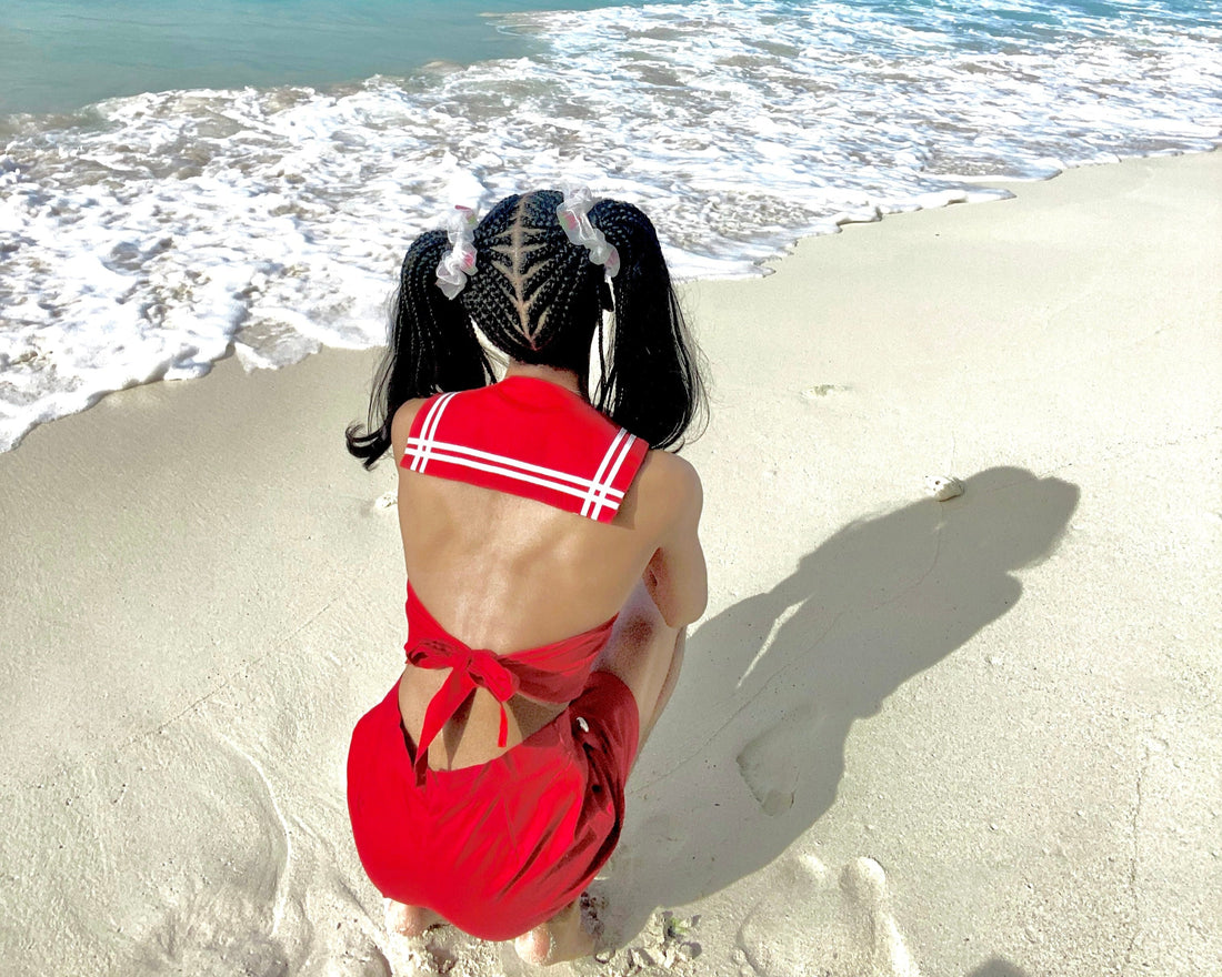 Sail Away in the Red Sailor Romper