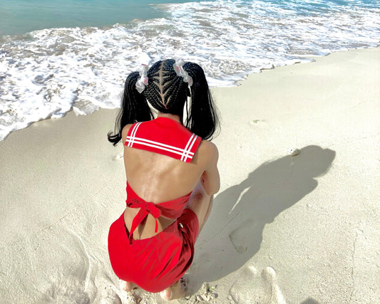 Sail Away in the Red Sailor Romper