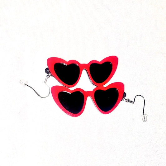 Red Heart Shaped Sunglasses Earings