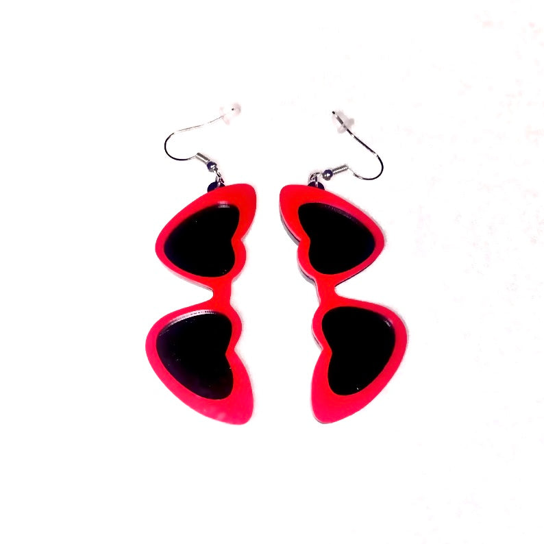 Red Heart Shaped Sunglasses Earings