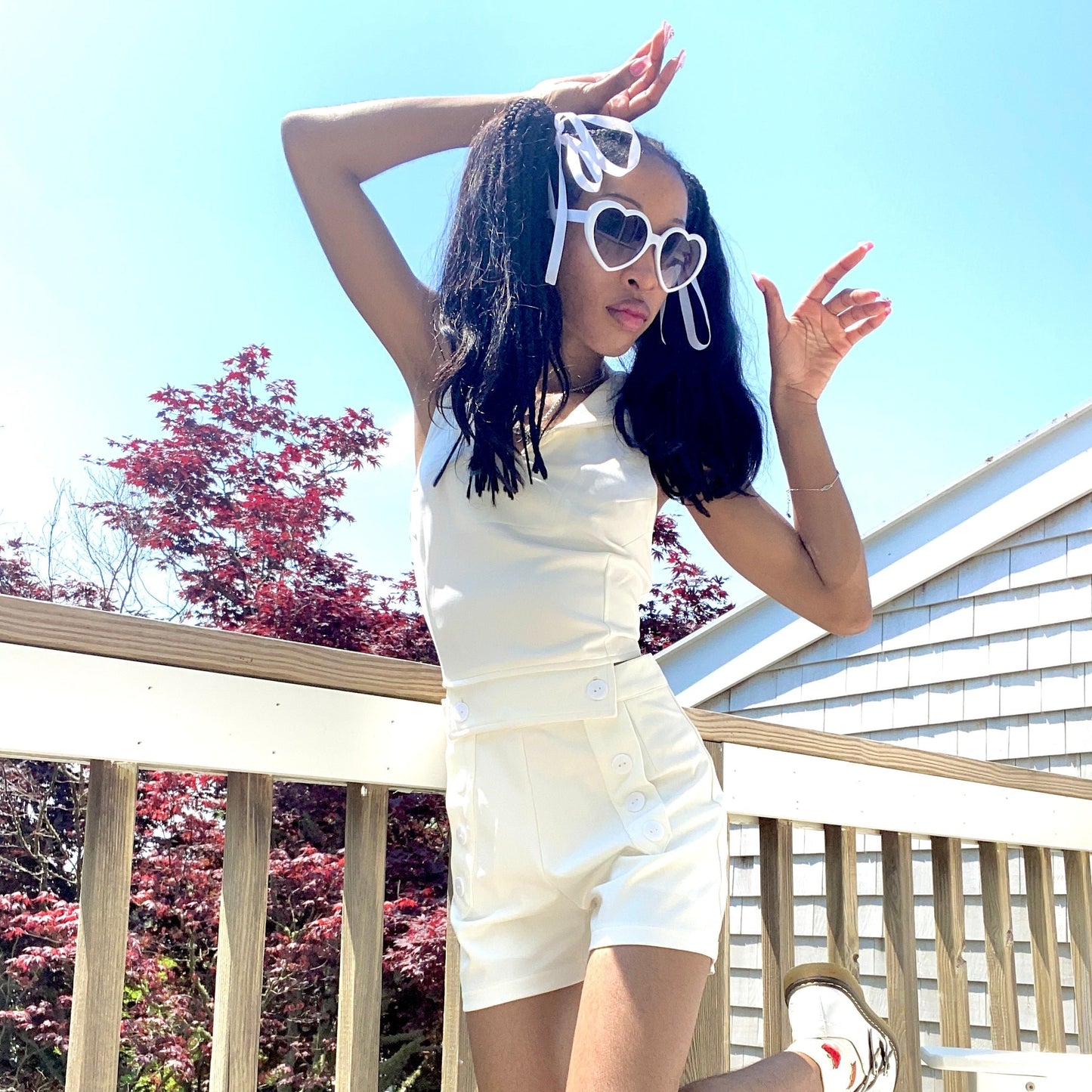 The Sailor Romper White