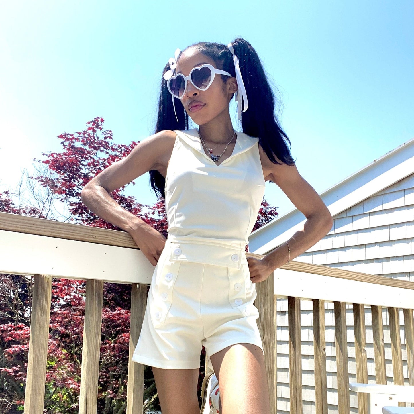 The Sailor Romper White