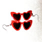 Glitter Red Heart Shaped Sunglasses Earings