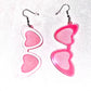 Pink White Heart Shaped Sunglasses  Earings