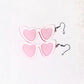 Pink White Heart Shaped Sunglasses  Earings