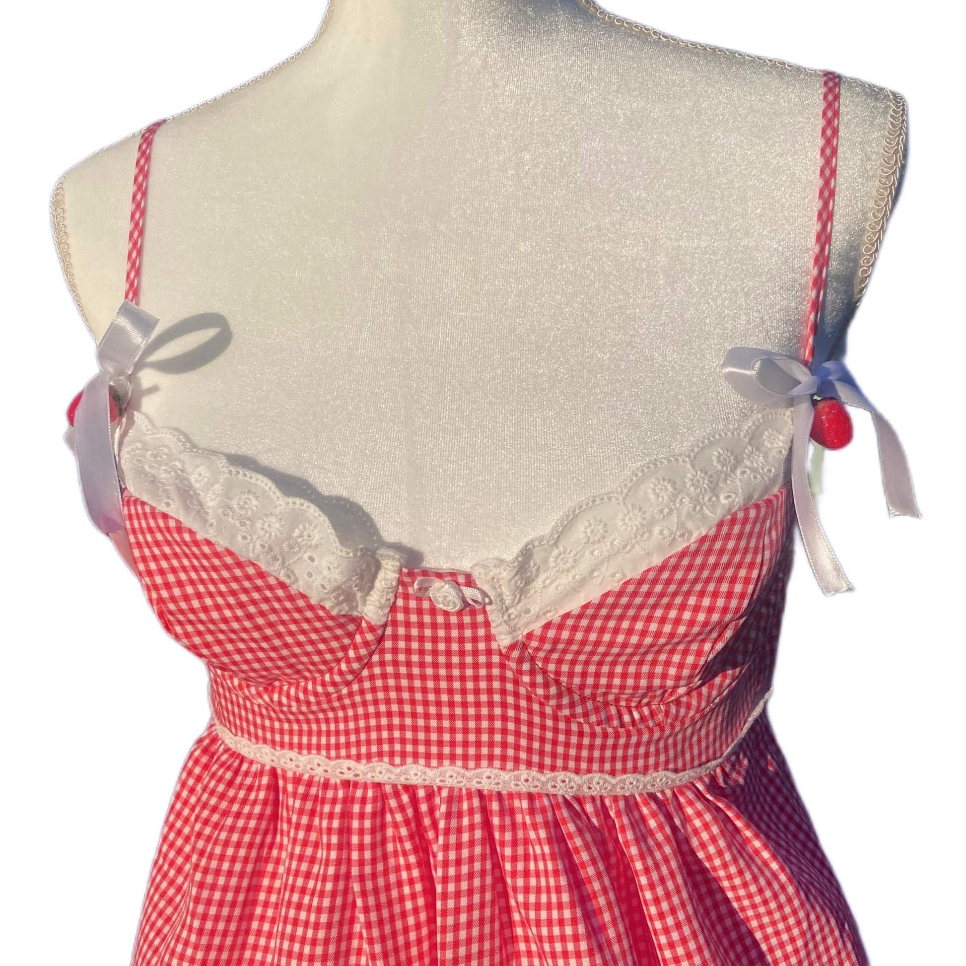 The Darling Mini Dress - Strawberry Gingham