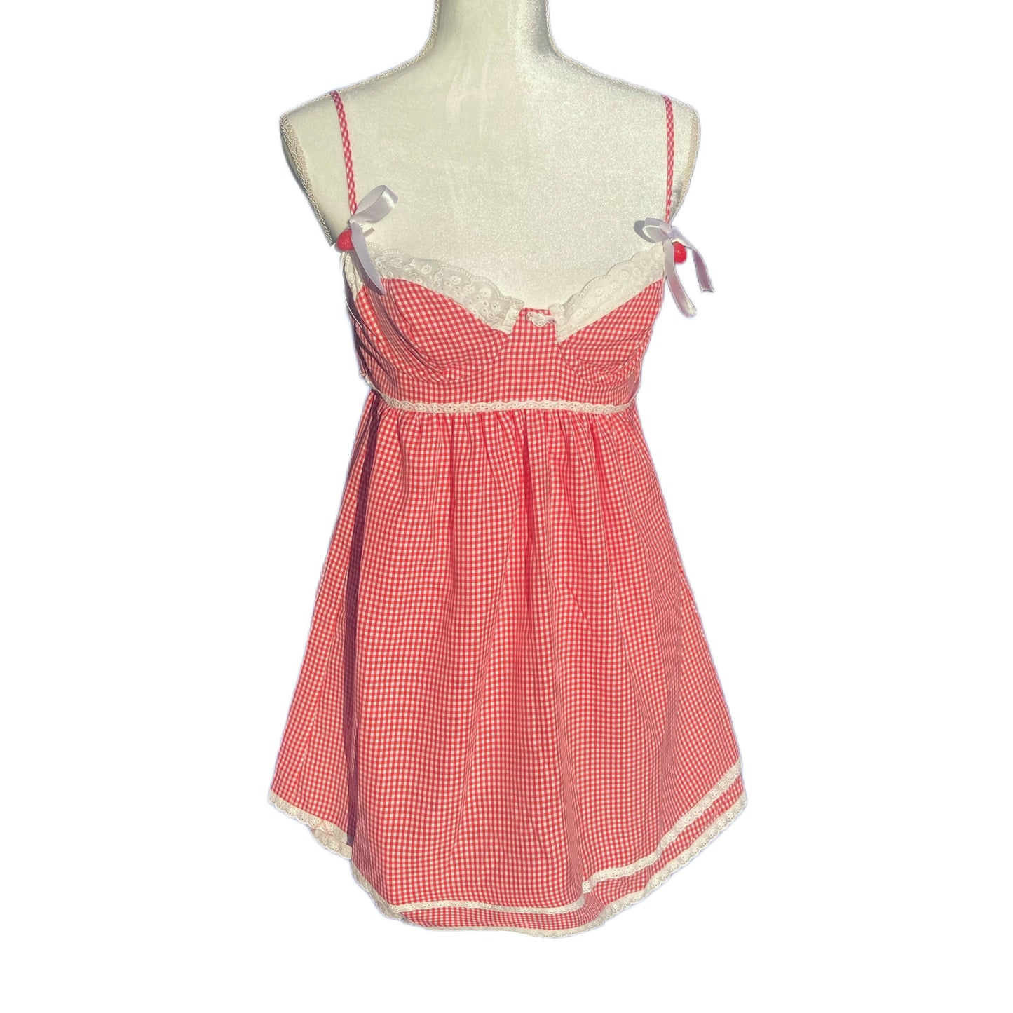 The Darling Mini Dress - Strawberry Gingham