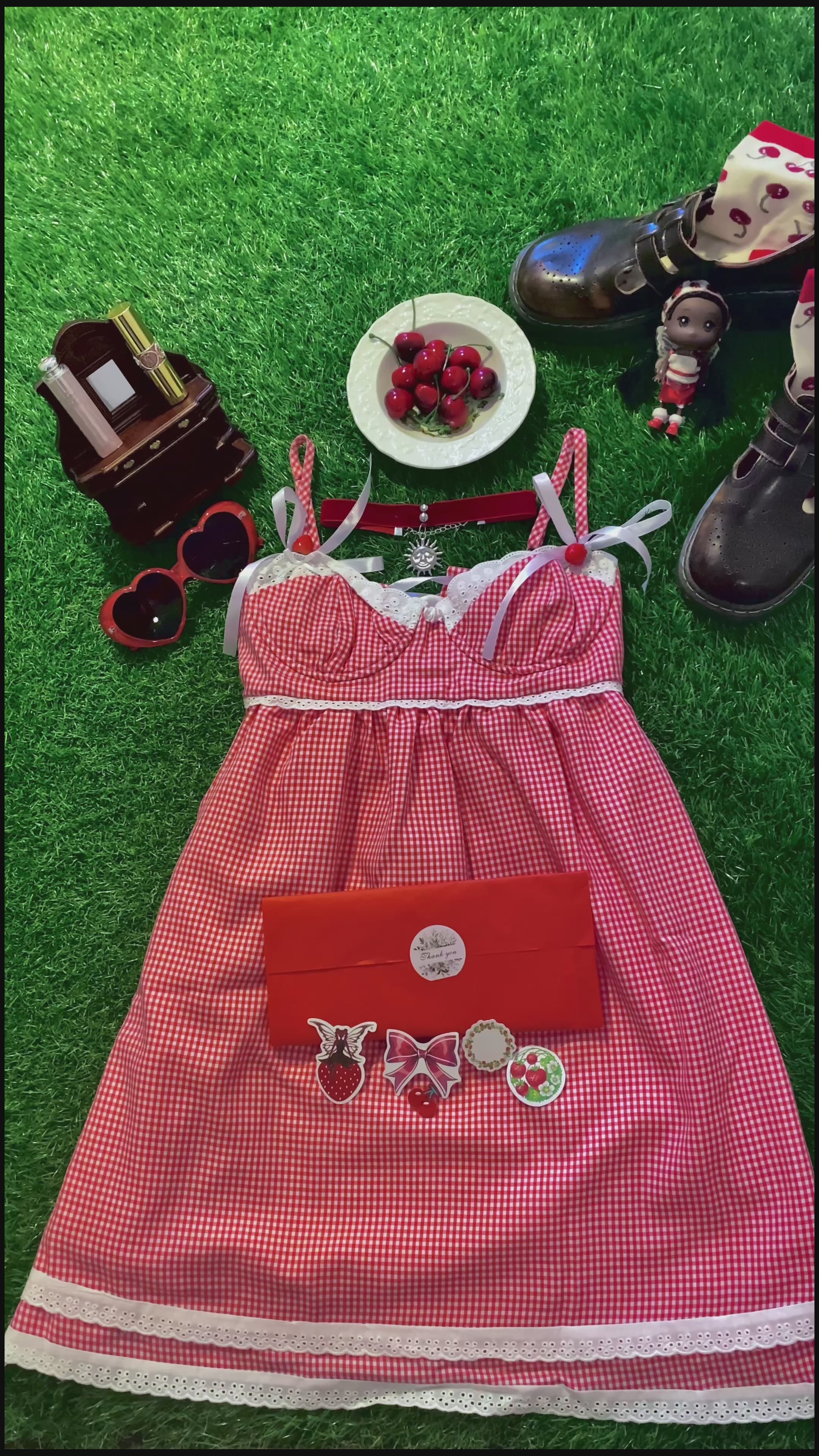 The Darling Mini Dress - Strawberry Gingham – Little Fae